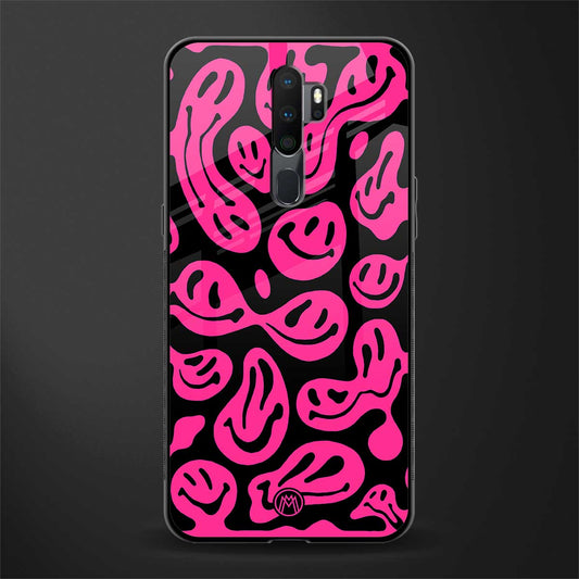 acid smiles black pink glass case for oppo a5 2020 image