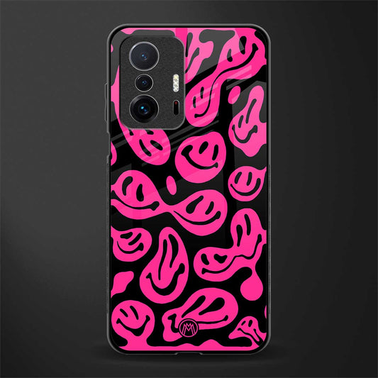 acid smiles black pink glass case for mi 11t pro 5g image