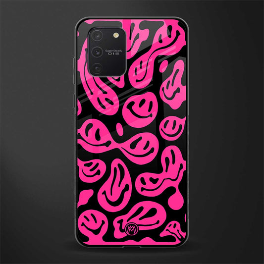 acid smiles black pink glass case for samsung galaxy a91 image