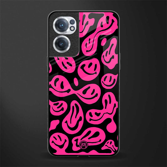 acid smiles black pink glass case for oneplus nord ce 2 5g image