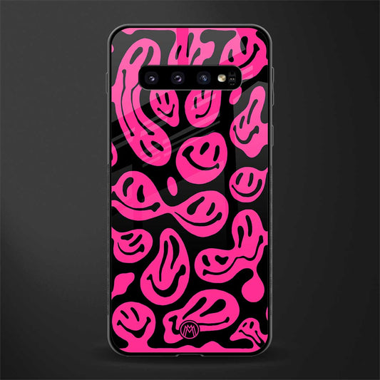 acid smiles black pink glass case for samsung galaxy s10 image