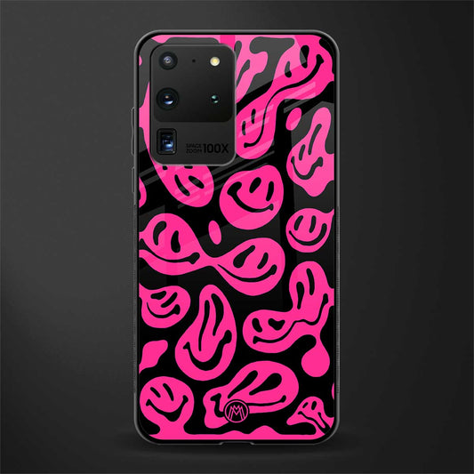 acid smiles black pink glass case for samsung galaxy s20 ultra image