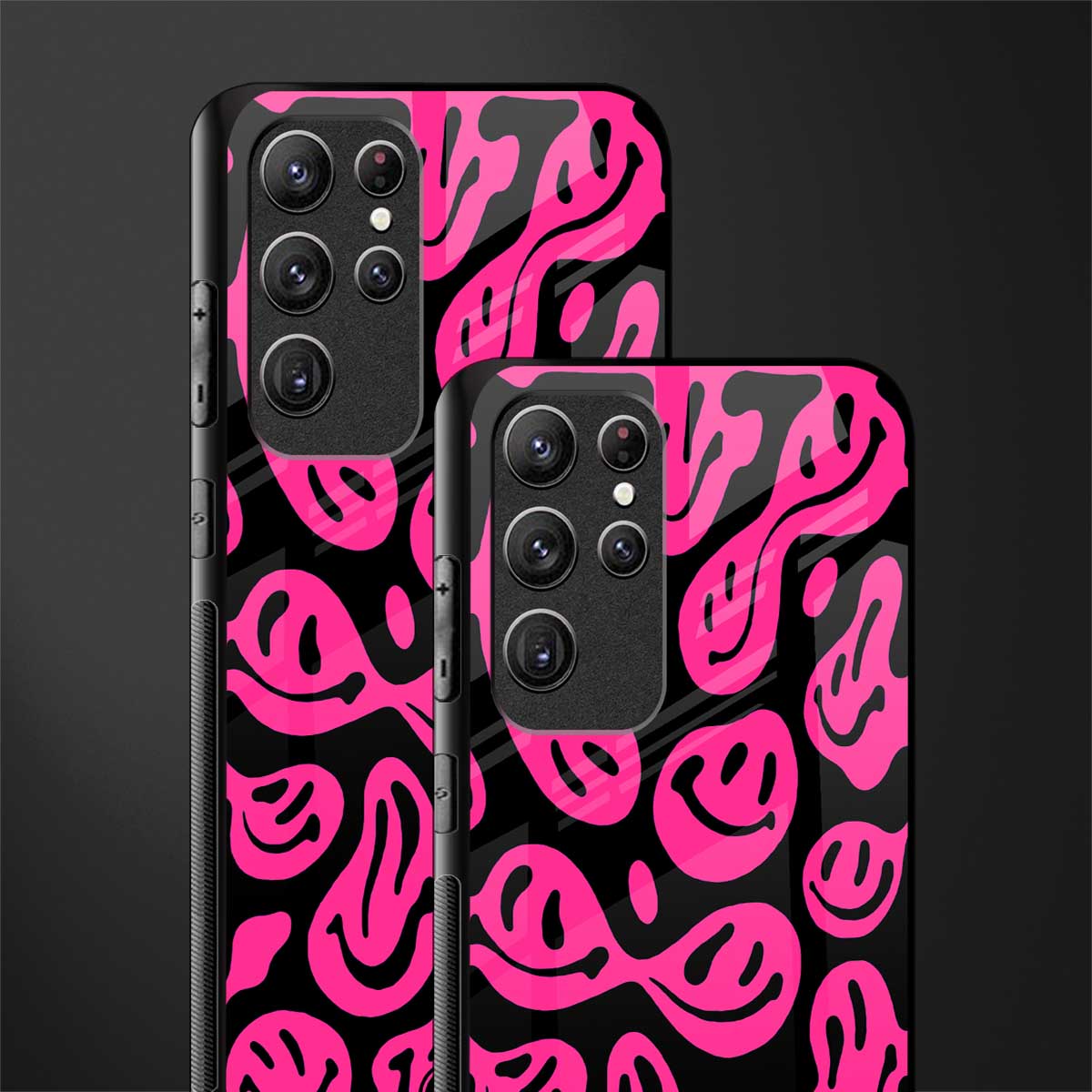 acid smiles black pink glass case for samsung galaxy s21 ultra image-2