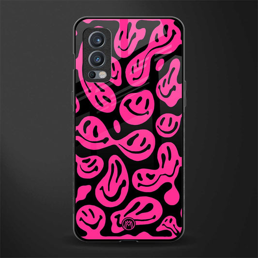 acid smiles black pink glass case for oneplus nord 2 5g image