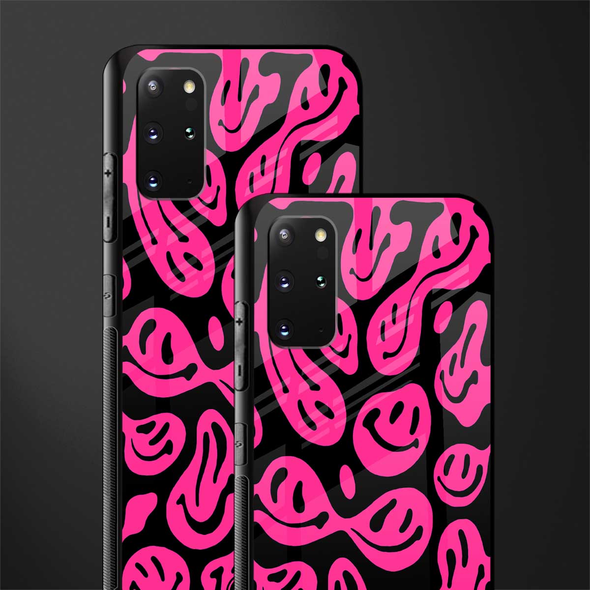 acid smiles black pink glass case for samsung galaxy s20 plus image-2