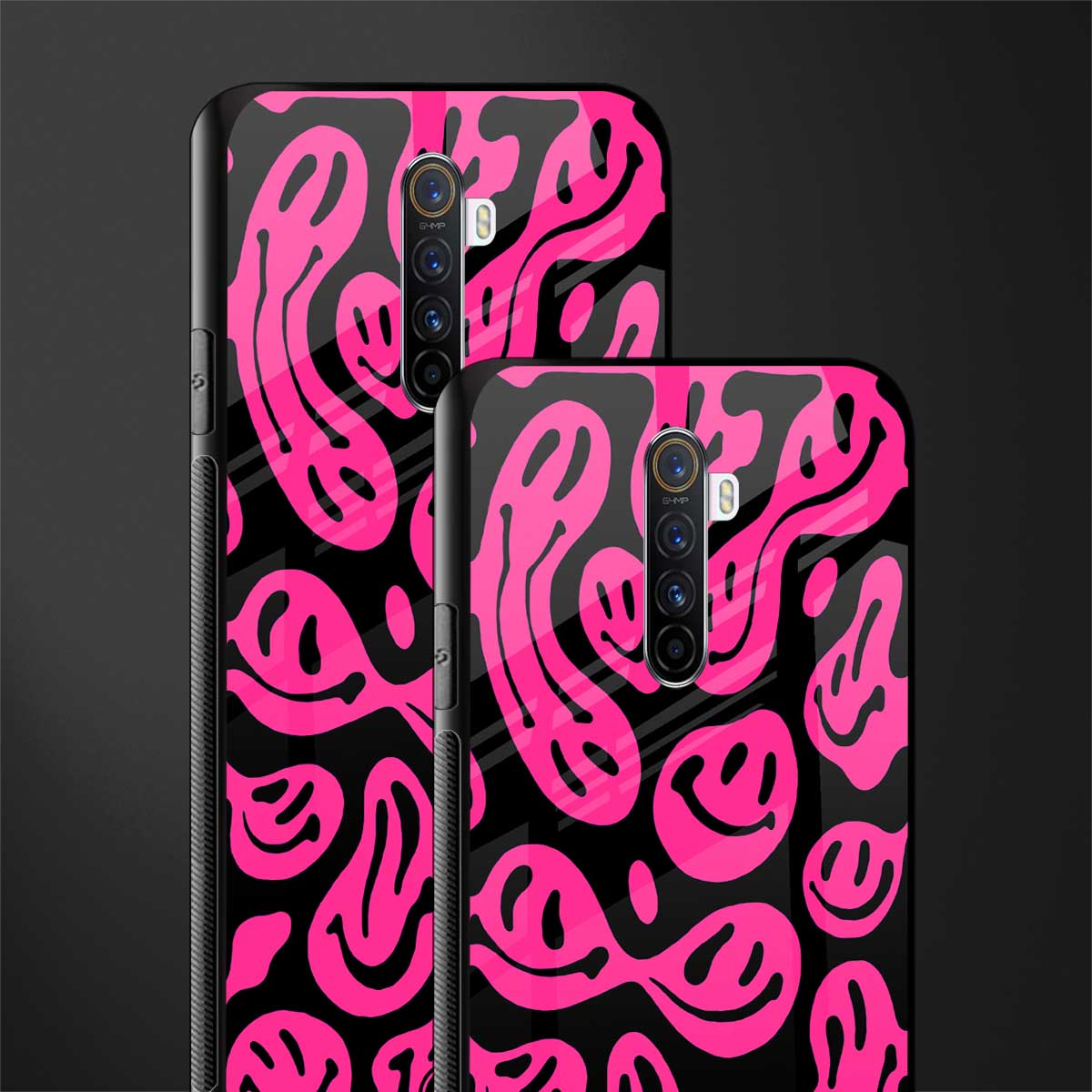 acid smiles black pink glass case for realme x2 pro image-2