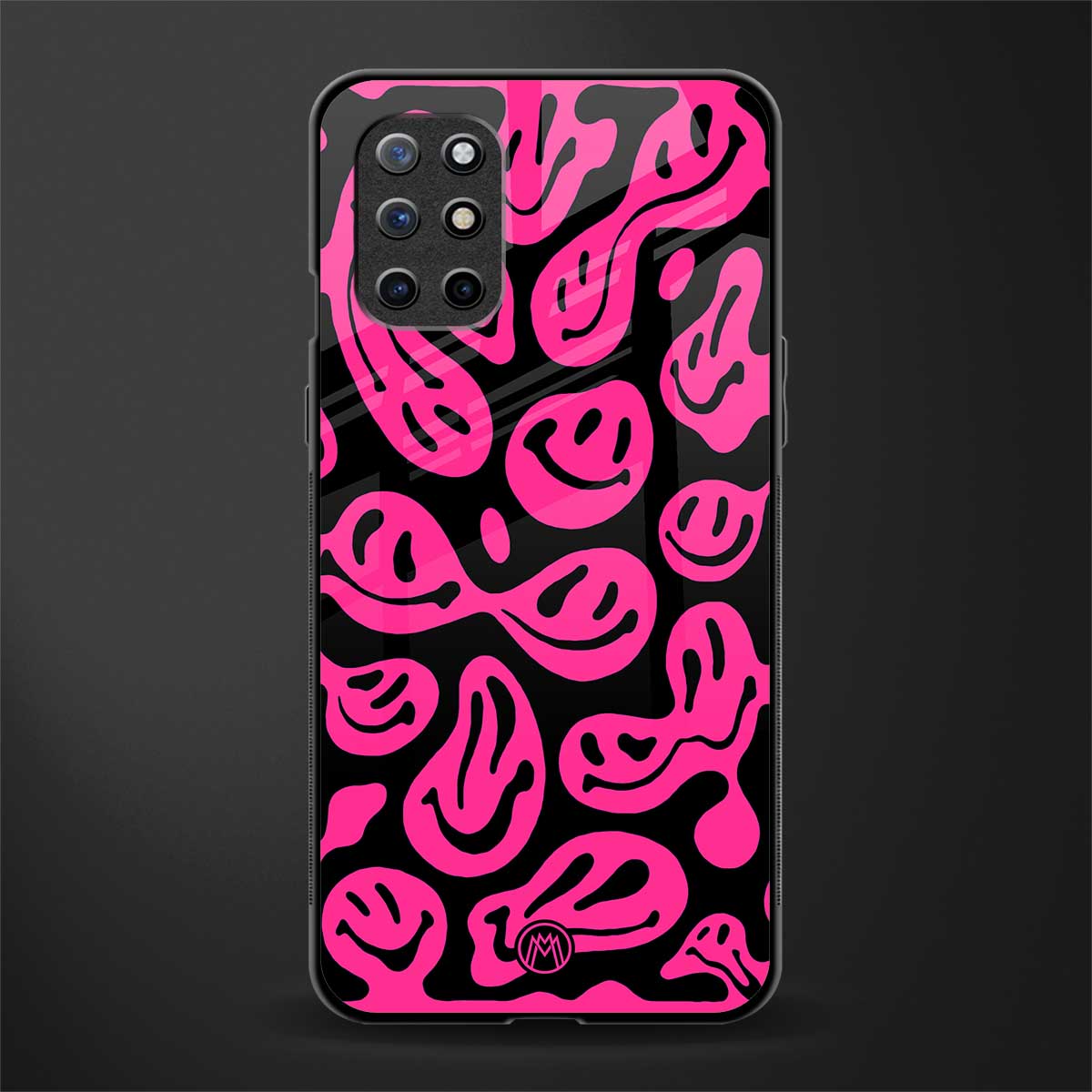 acid smiles black pink glass case for oneplus 8t image