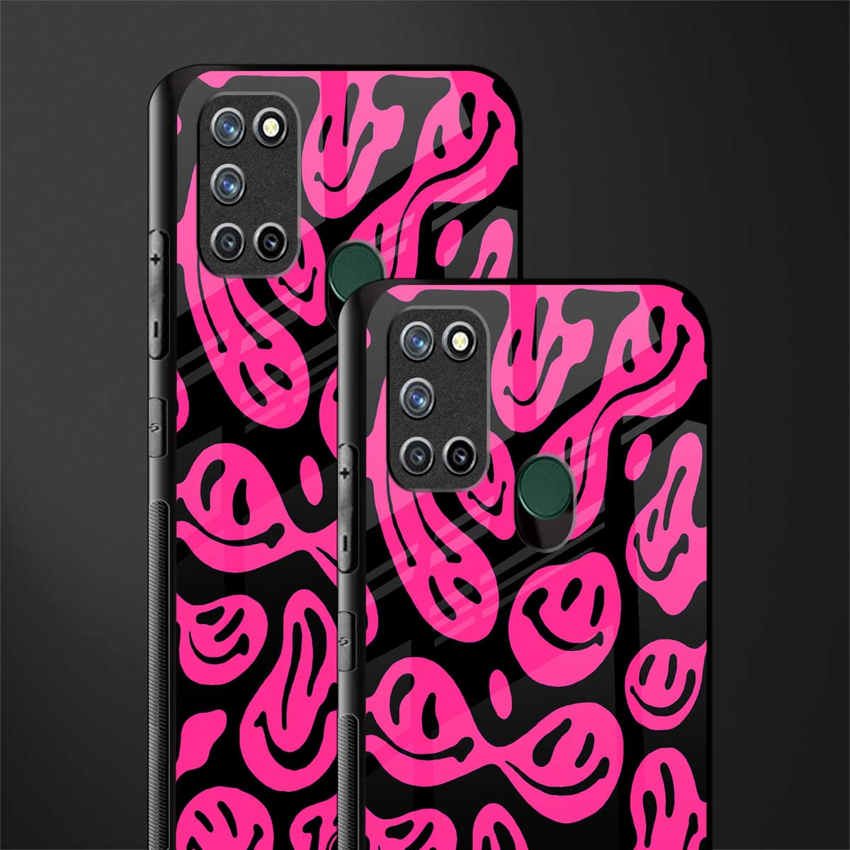 acid smiles black pink glass case for realme 7i image-2
