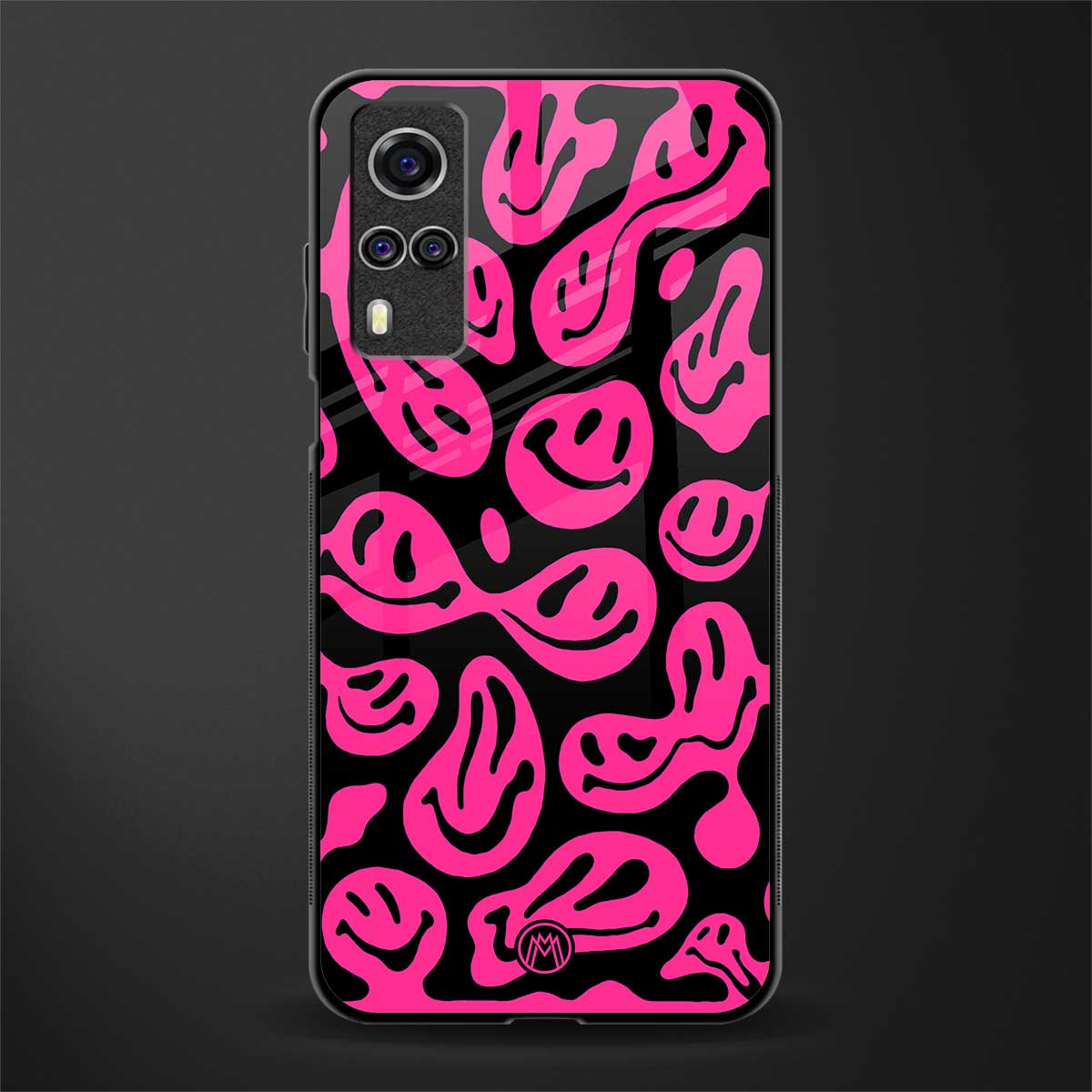 acid smiles black pink glass case for vivo y51 image