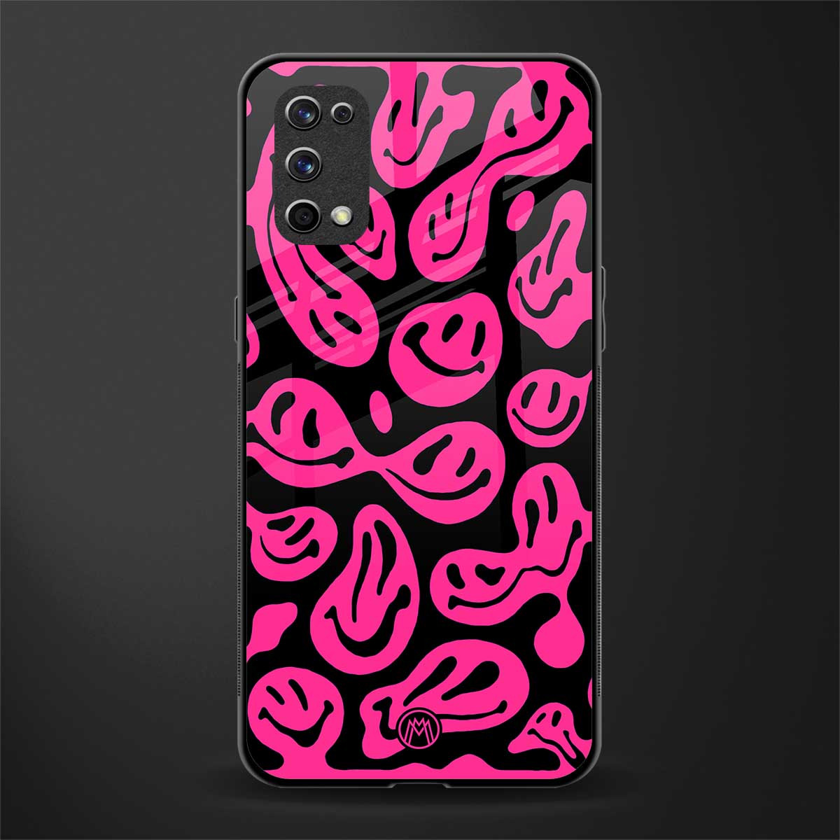 acid smiles black pink glass case for realme x7 pro image