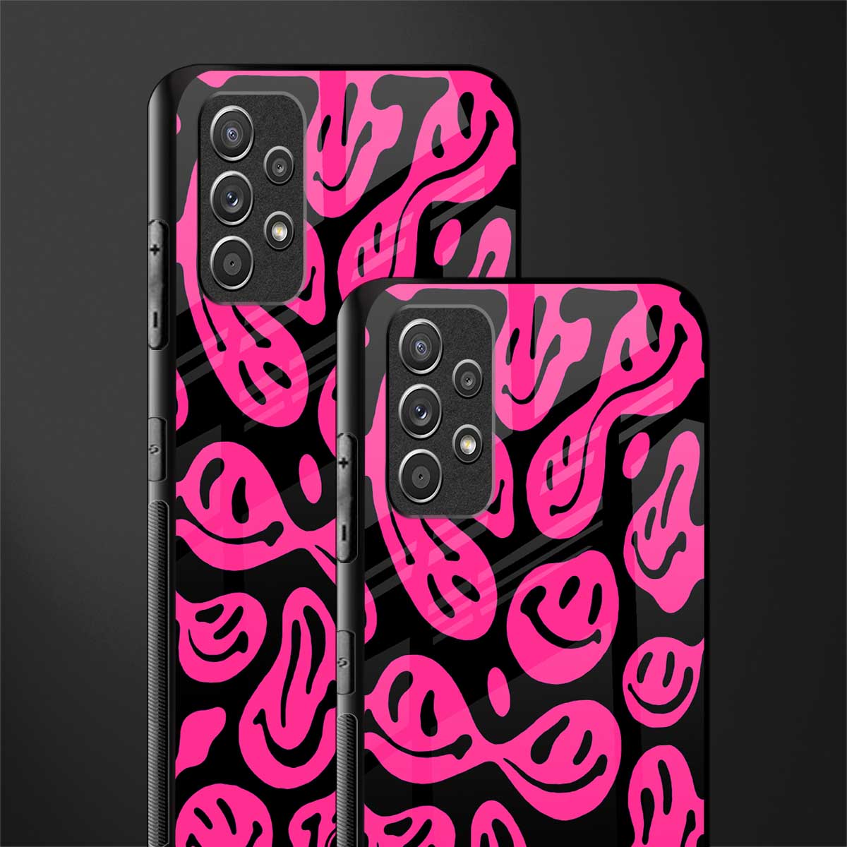 acid smiles black pink glass case for samsung galaxy a32 4g image-2