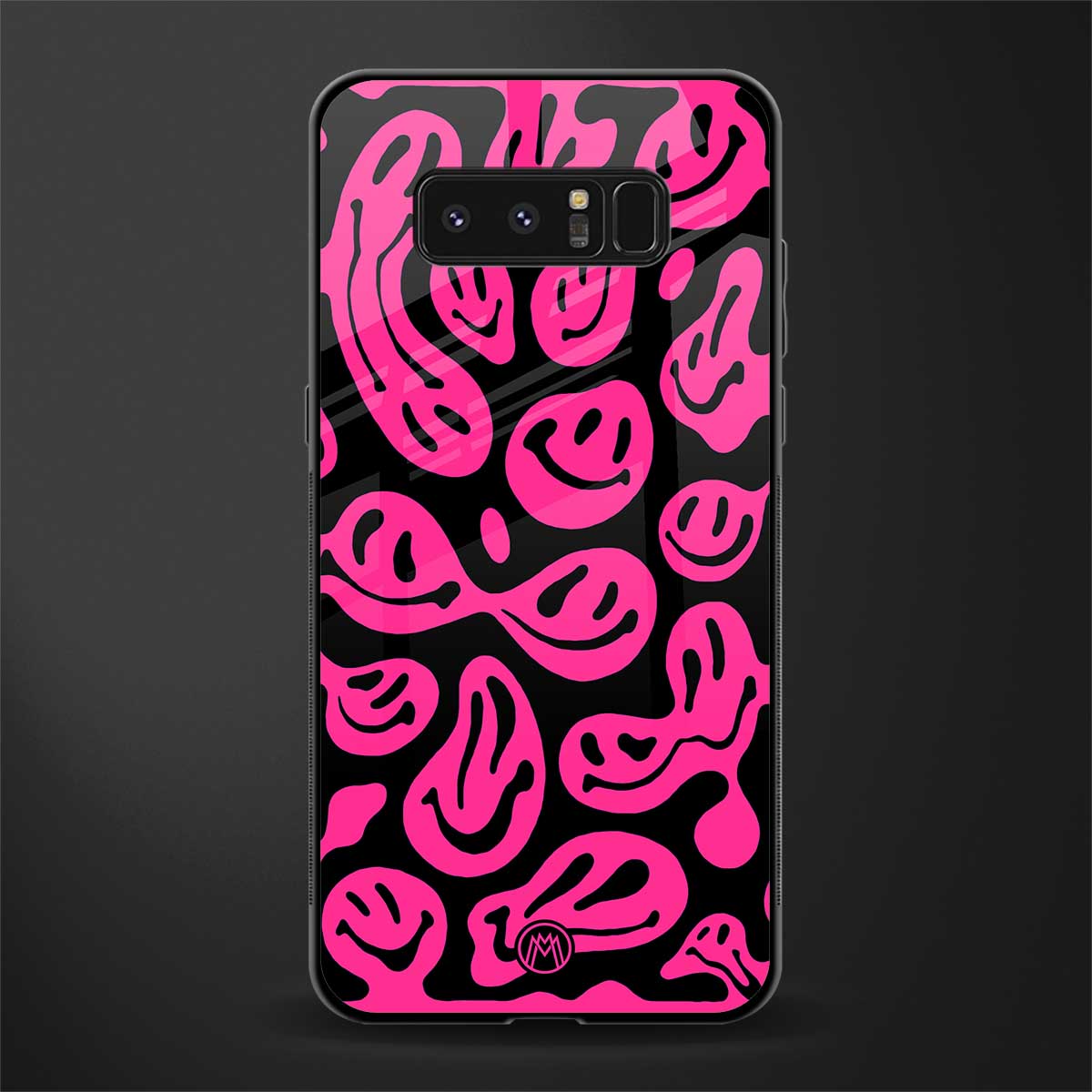 acid smiles black pink glass case for samsung galaxy note 8 image