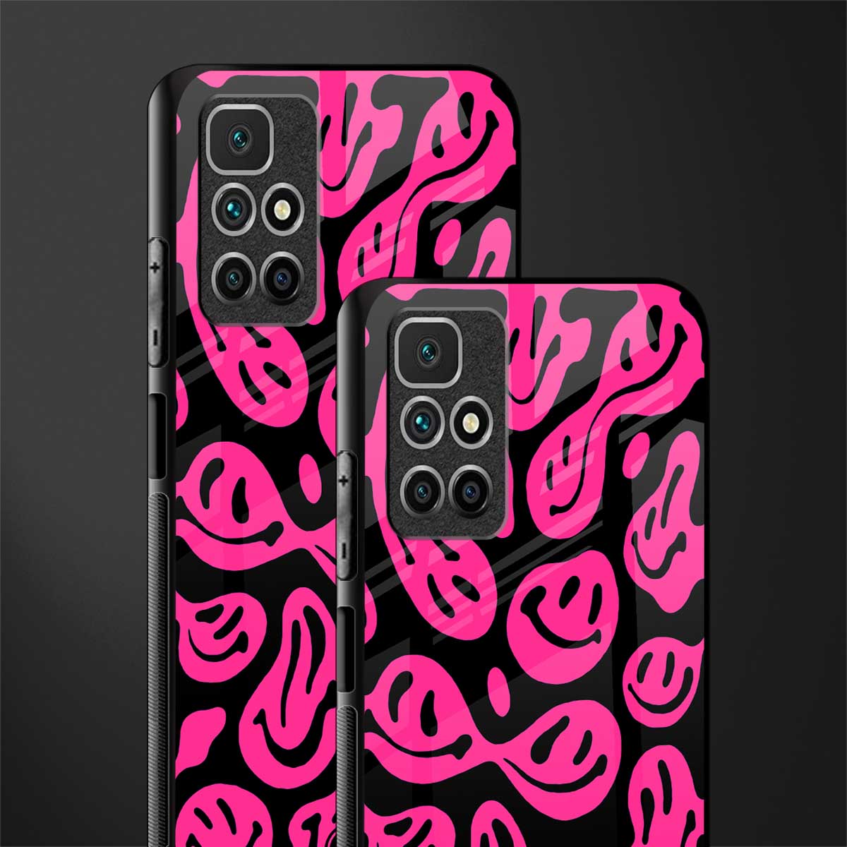 acid smiles black pink glass case for redmi 10 prime image-2