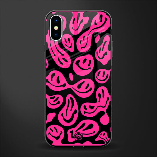 acid smiles black pink glass case for iphone xs image