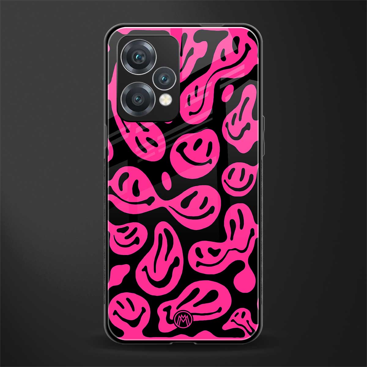 acid smiles black pink back phone cover | glass case for oneplus nord ce 2 lite 5g