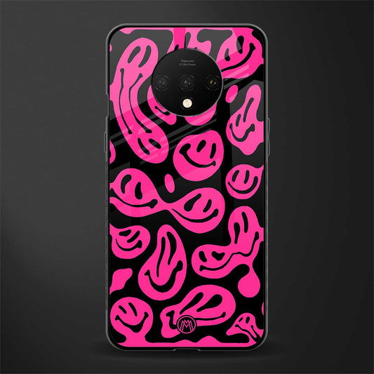 acid smiles black pink glass case for oneplus 7t image