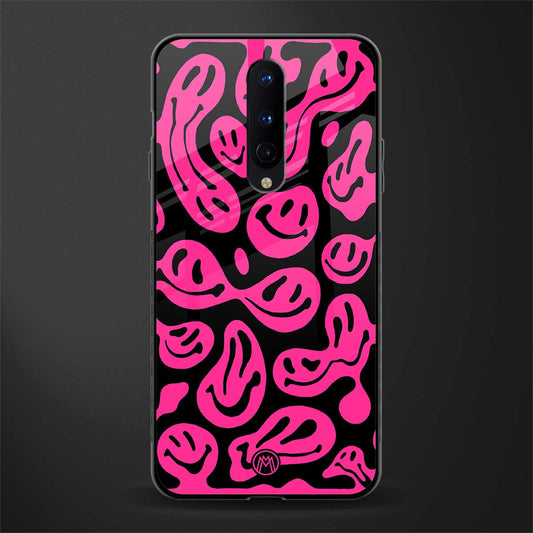 acid smiles black pink glass case for oneplus 8 image