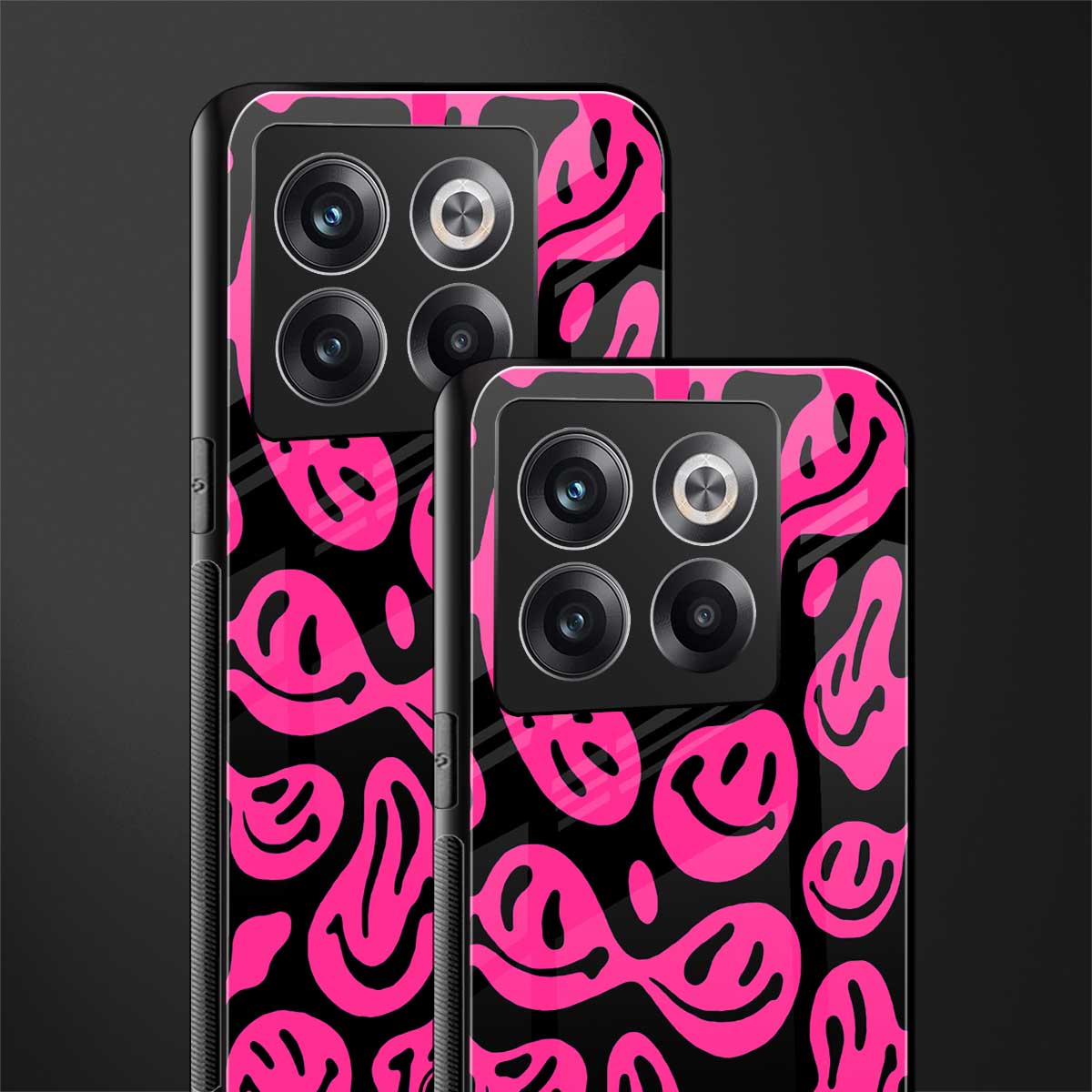 acid smiles black pink back phone cover | glass case for oneplus 10t