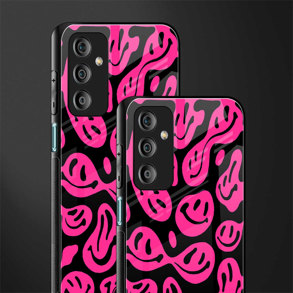 acid smiles black pink back phone cover | glass case for samsung galaxy f23 5g