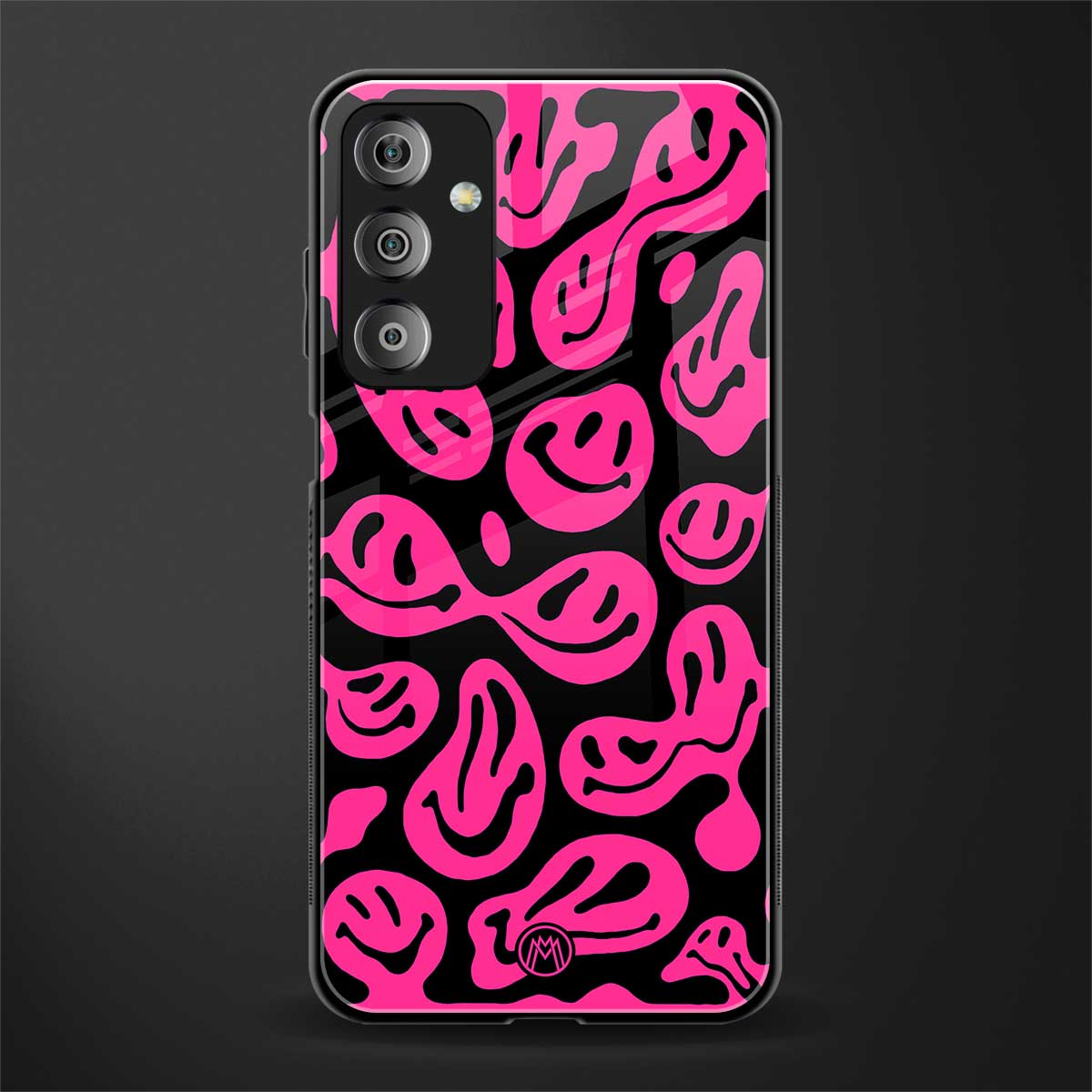 acid smiles black pink back phone cover | glass case for samsung galaxy f23 5g