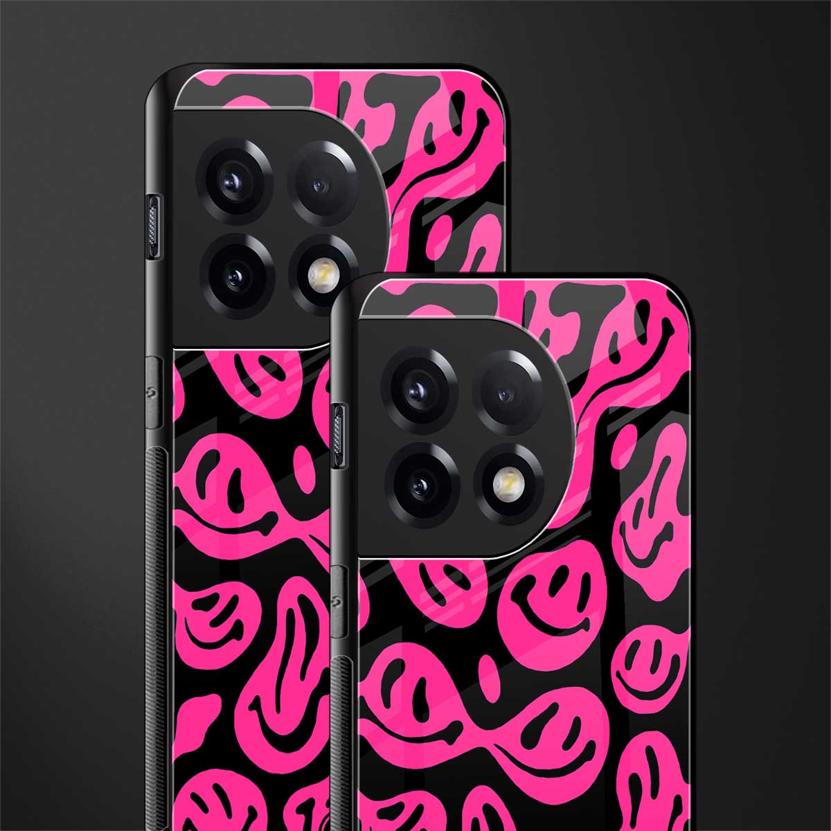 acid smiles black pink back phone cover | glass case for oneplus 11r