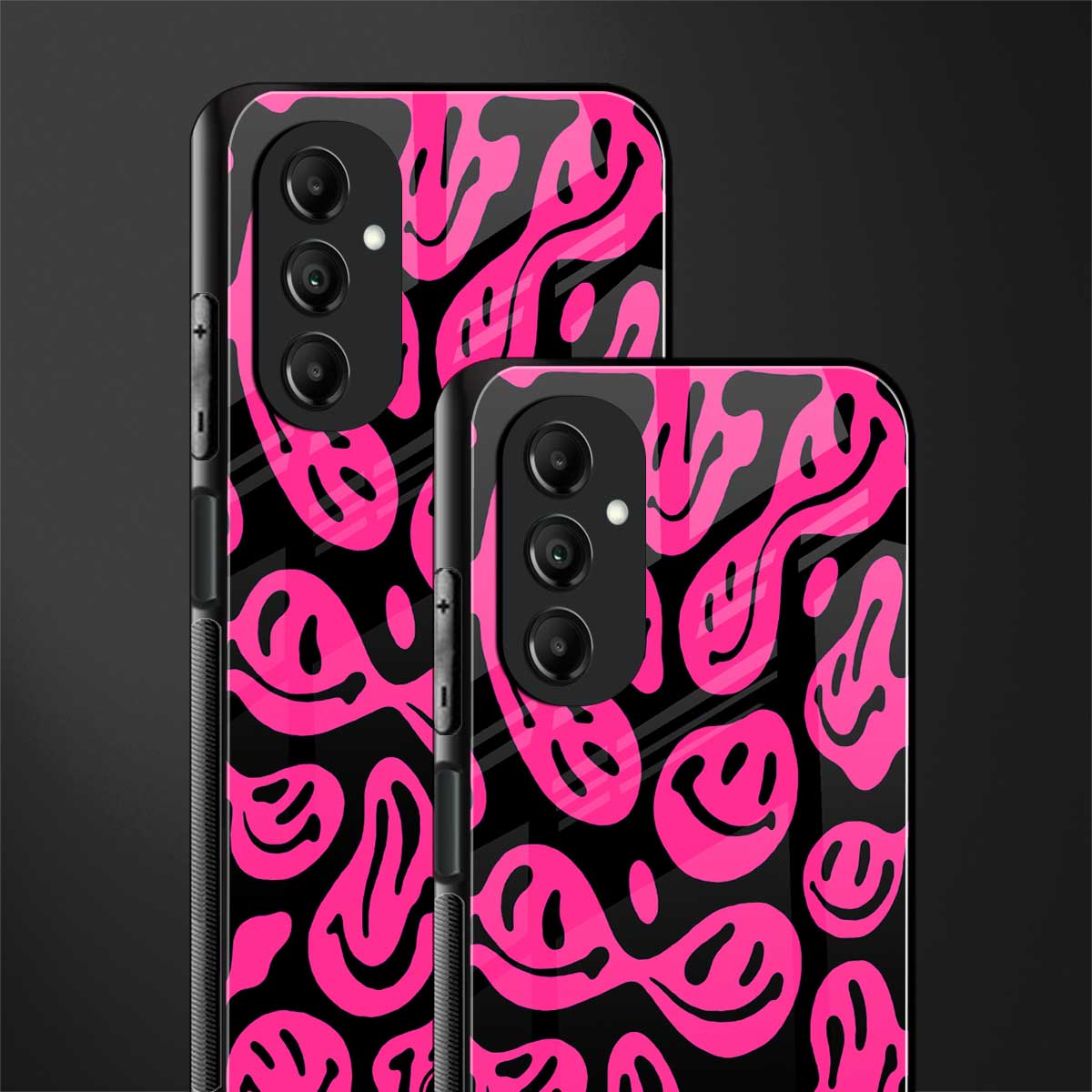 acid smiles black pink back phone cover | glass case for samsung galaxy a14 5g