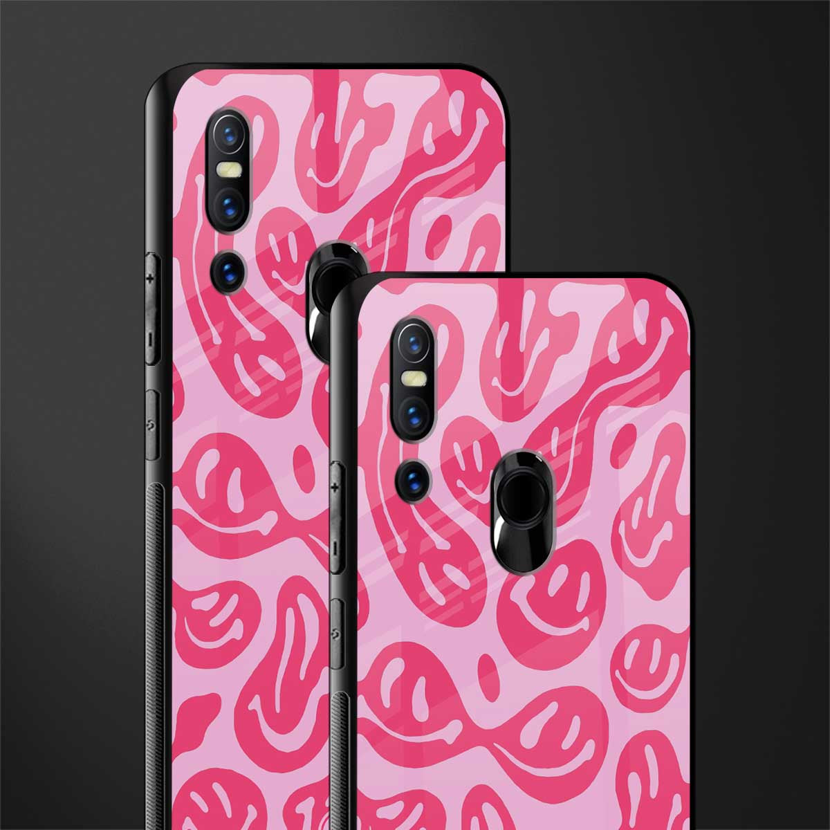 acid smiles bubblegum pink edition glass case for vivo v15 image-2