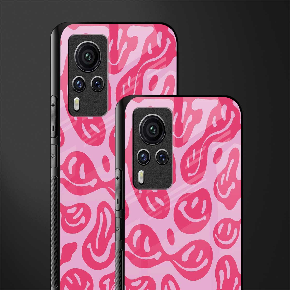 acid smiles bubblegum pink edition glass case for vivo x60 pro image-2
