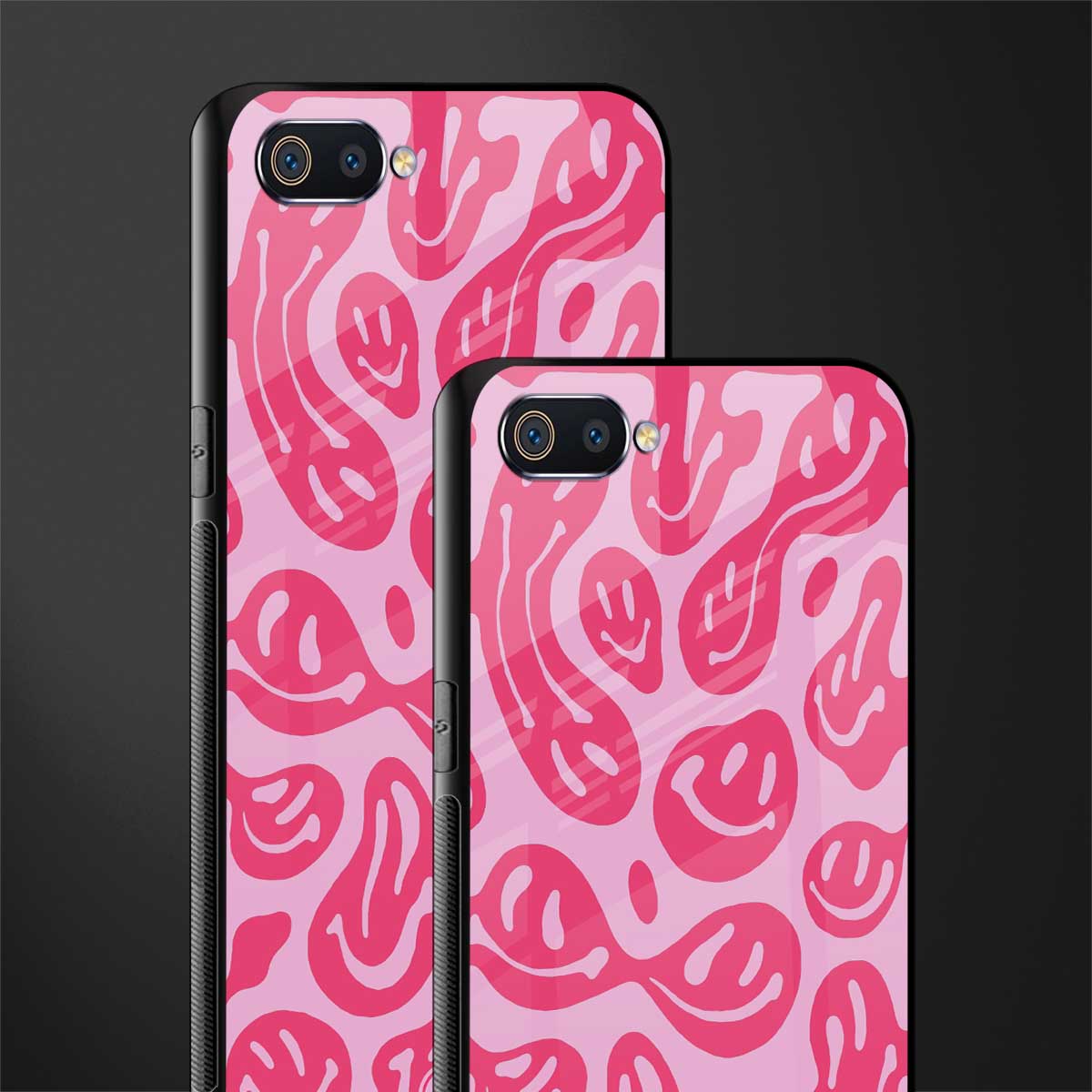 acid smiles bubblegum pink edition glass case for oppo a1k image-2