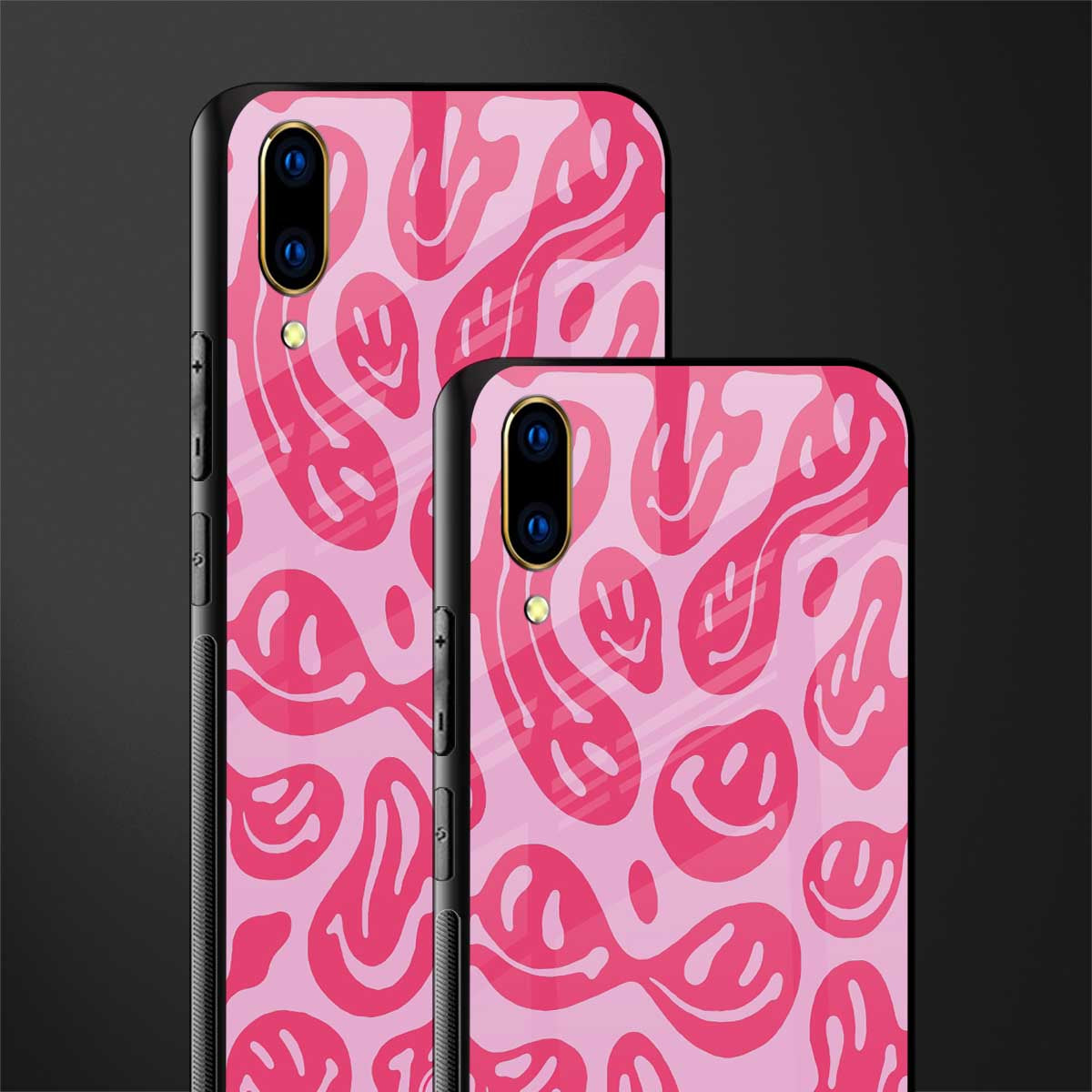 acid smiles bubblegum pink edition glass case for vivo v11 pro image-2