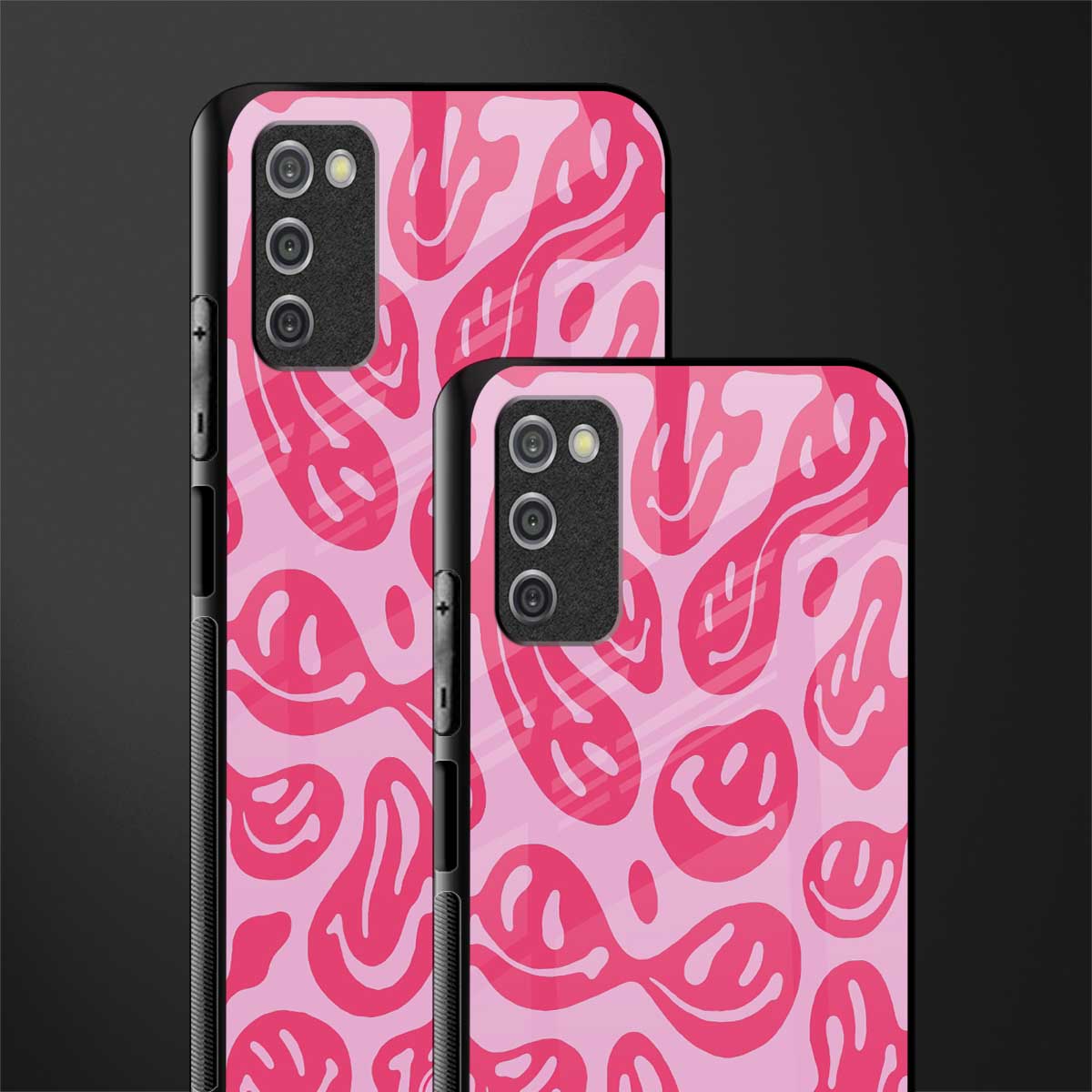 acid smiles bubblegum pink edition glass case for samsung galaxy a03s image-2