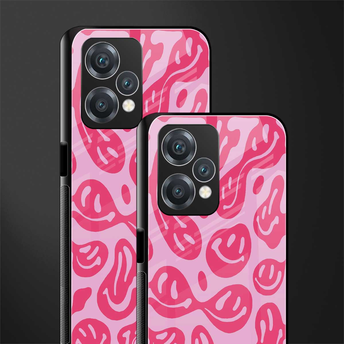 acid smiles bubblegum pink edition back phone cover | glass case for oneplus nord ce 2 lite 5g