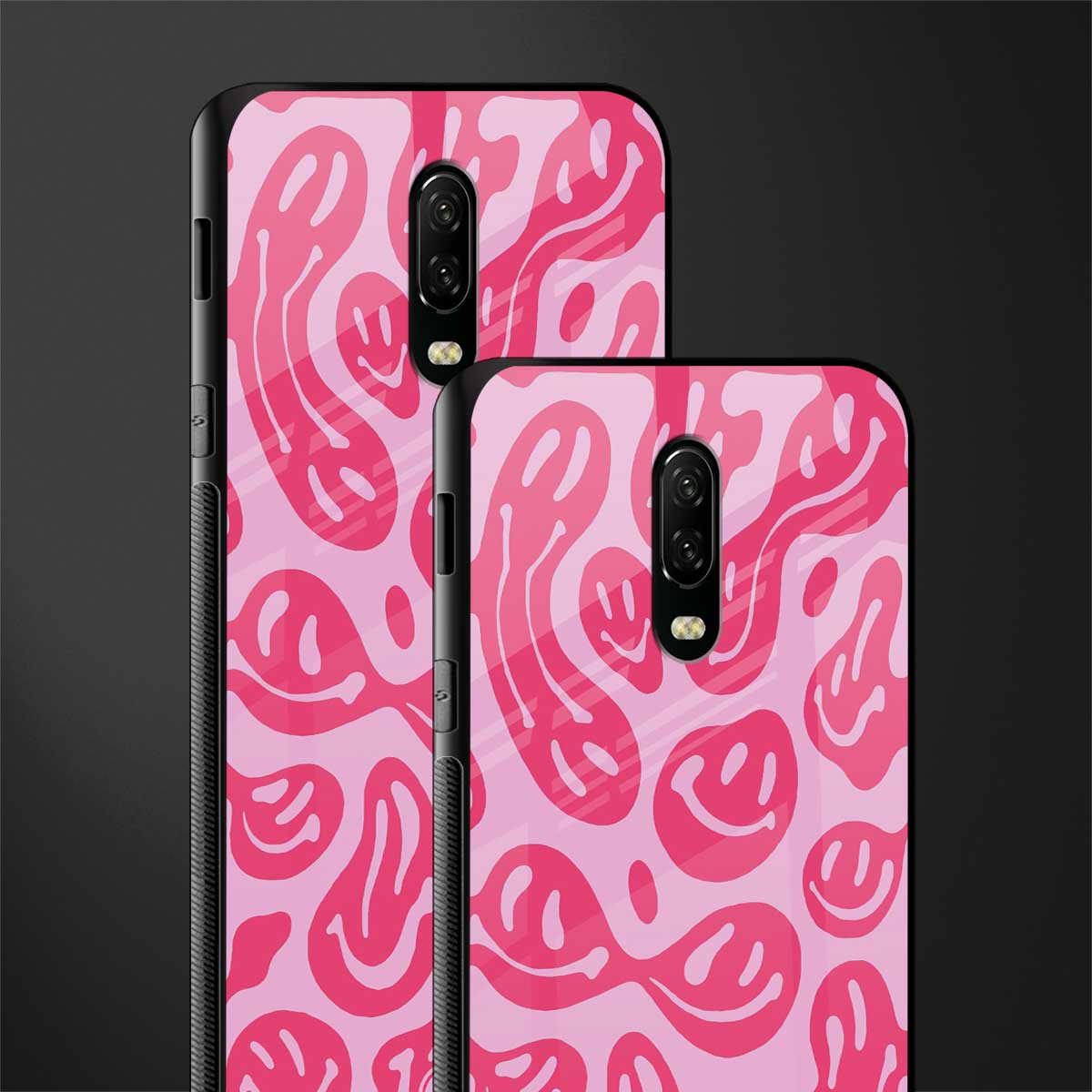acid smiles bubblegum pink edition glass case for oneplus 6t image-2