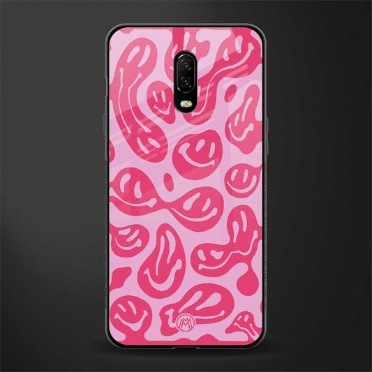 acid smiles bubblegum pink edition glass case for oneplus 6t image
