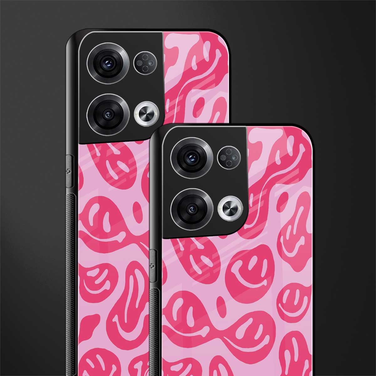 acid smiles bubblegum pink edition back phone cover | glass case for oppo reno 8 pro
