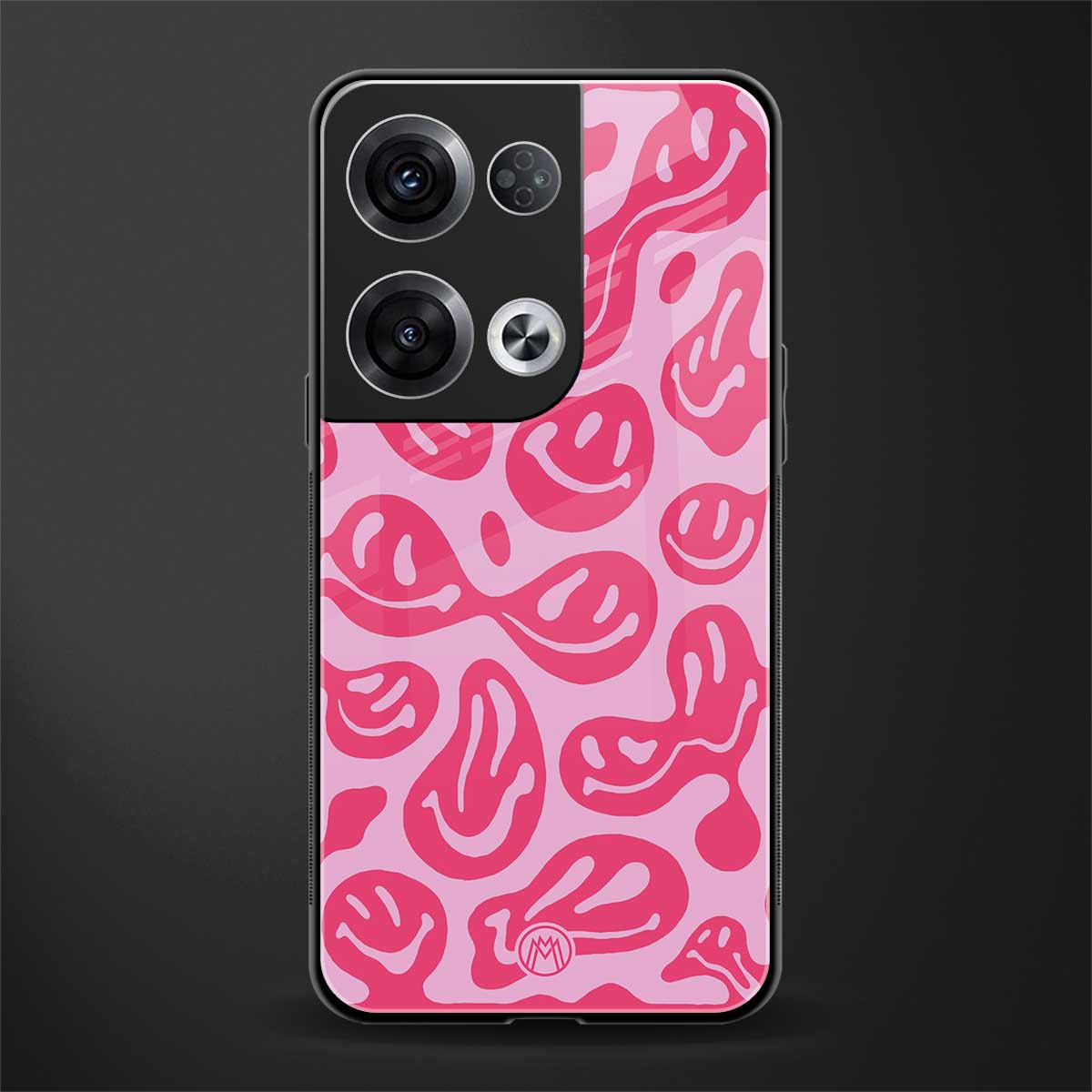 acid smiles bubblegum pink edition back phone cover | glass case for oppo reno 8 pro