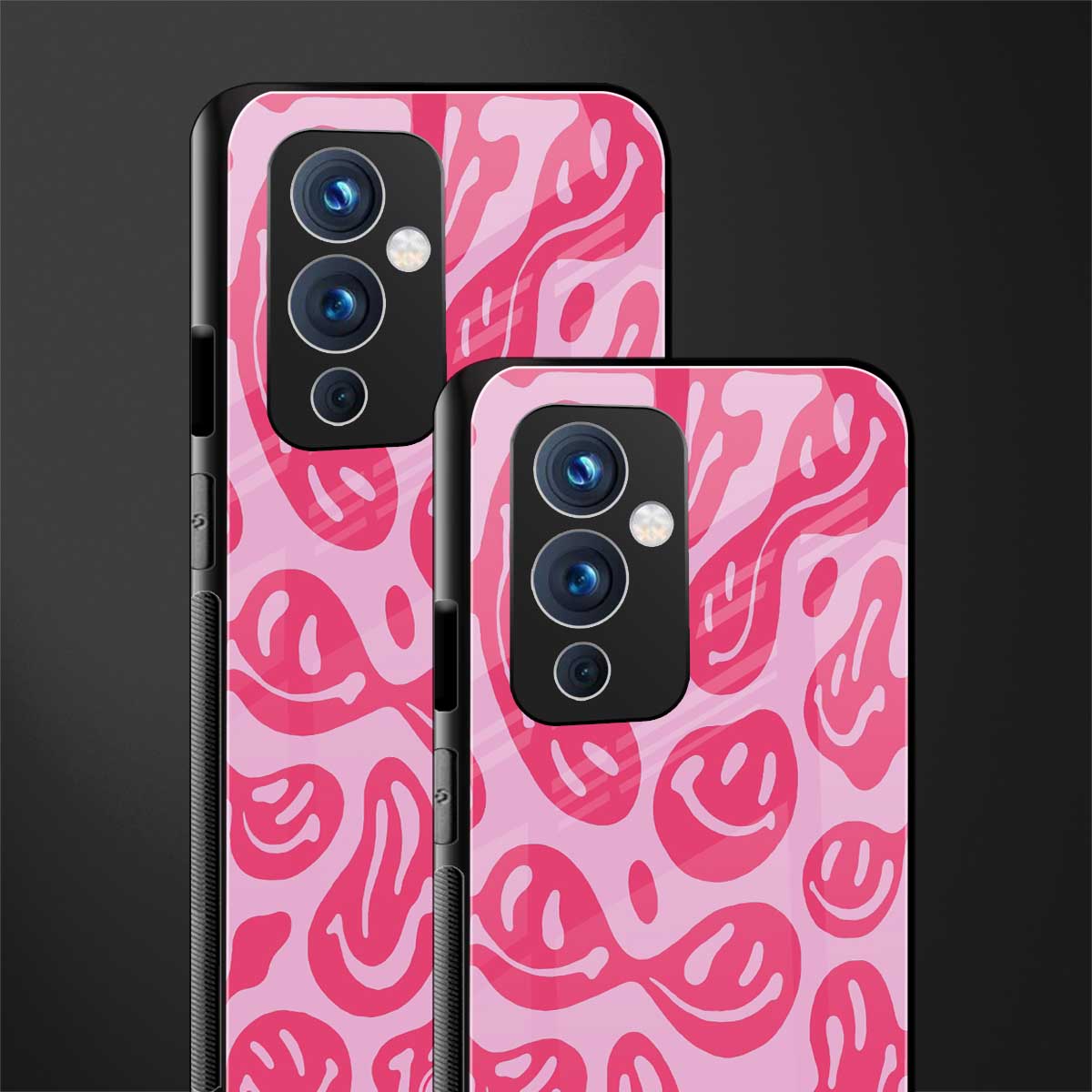 acid smiles bubblegum pink edition back phone cover | glass case for oneplus 9