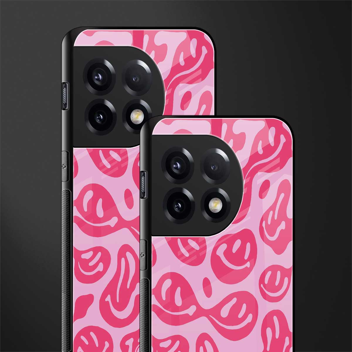 acid smiles bubblegum pink edition back phone cover | glass case for oneplus 11r