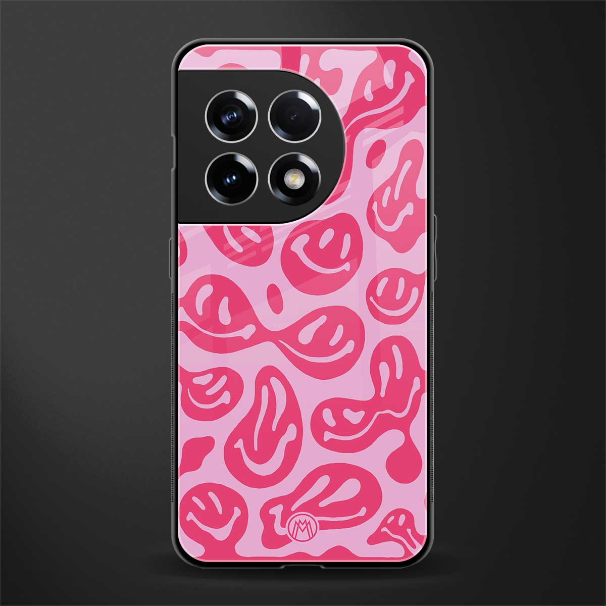 acid smiles bubblegum pink edition back phone cover | glass case for oneplus 11r