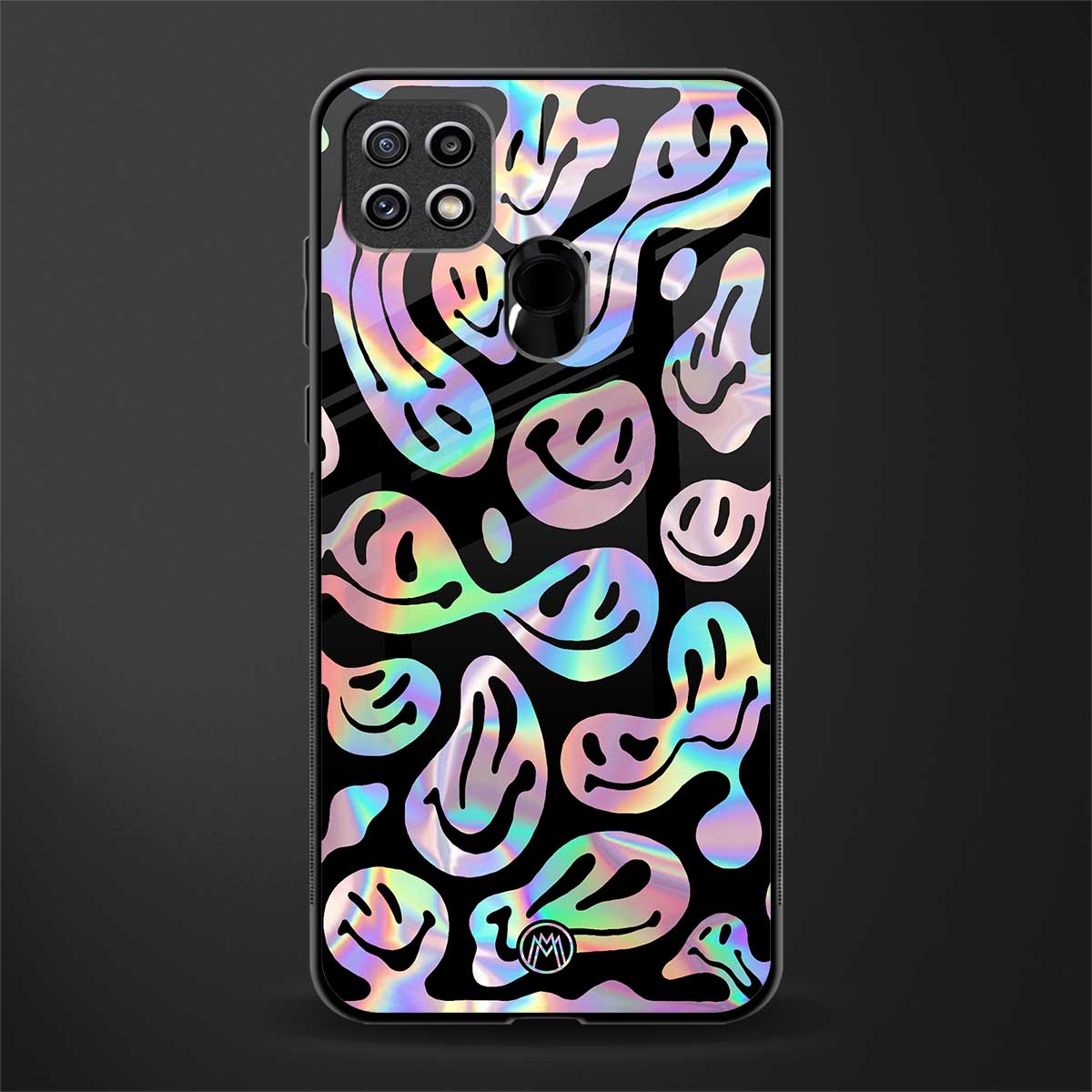 acid smiles chromatic edition glass case for oppo a15 image