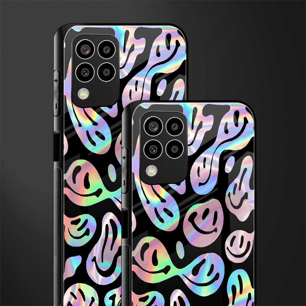 acid smiles chromatic edition back phone cover | glass case for samsung galaxy m33 5g