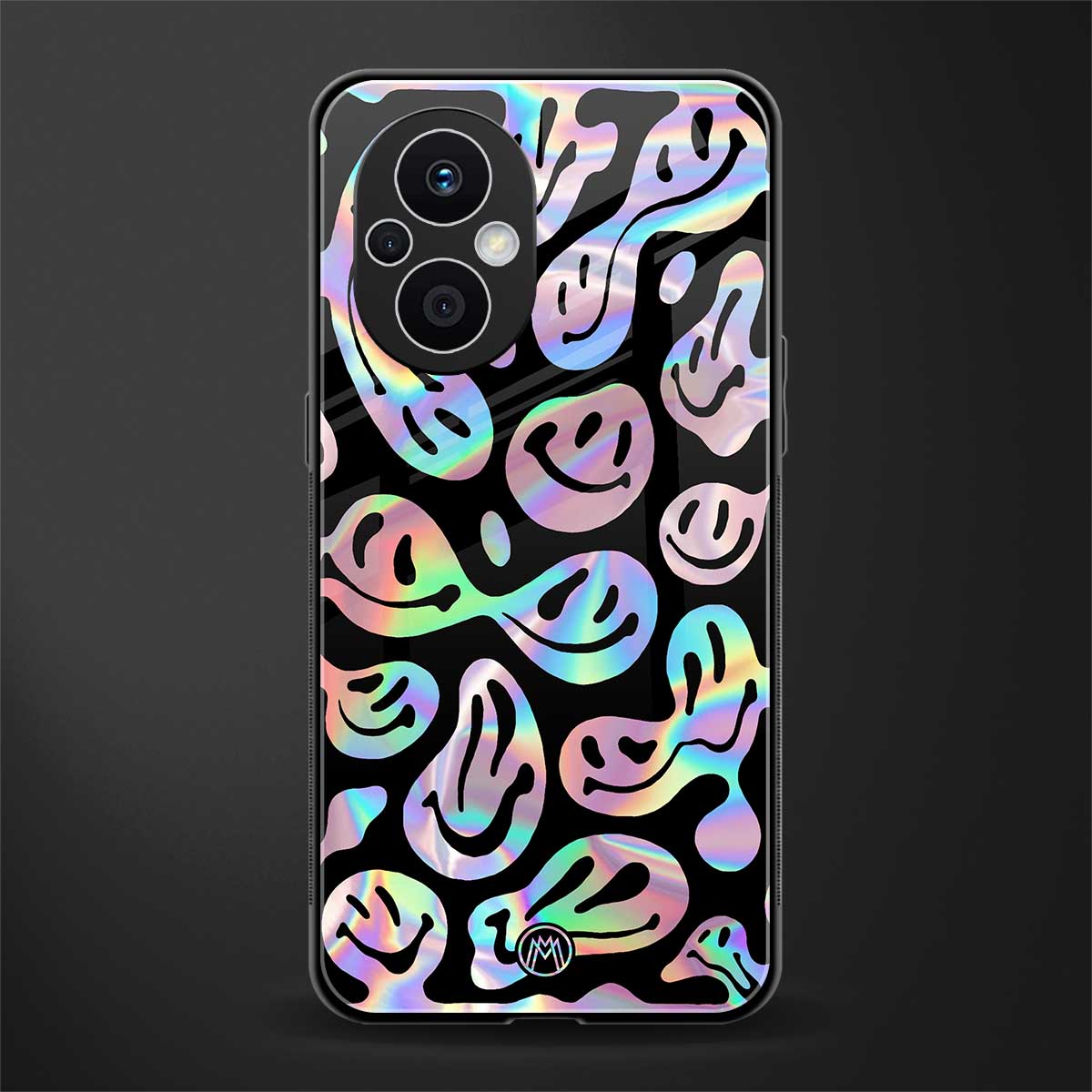 acid smiles chromatic edition back phone cover | glass case for oppo f21 pro 5g
