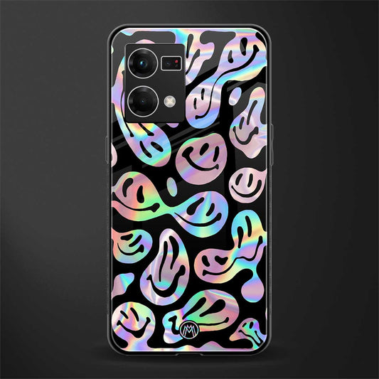 acid smiles chromatic edition back phone cover | glass case for oppo f21 pro 4g