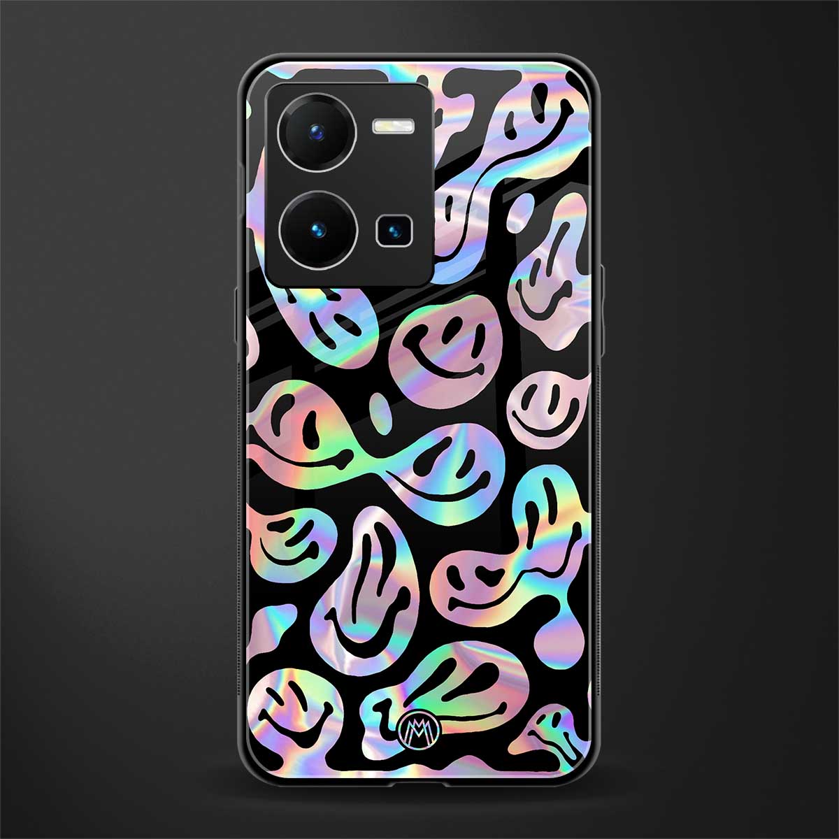 acid smiles chromatic edition back phone cover | glass case for vivo y35 4g