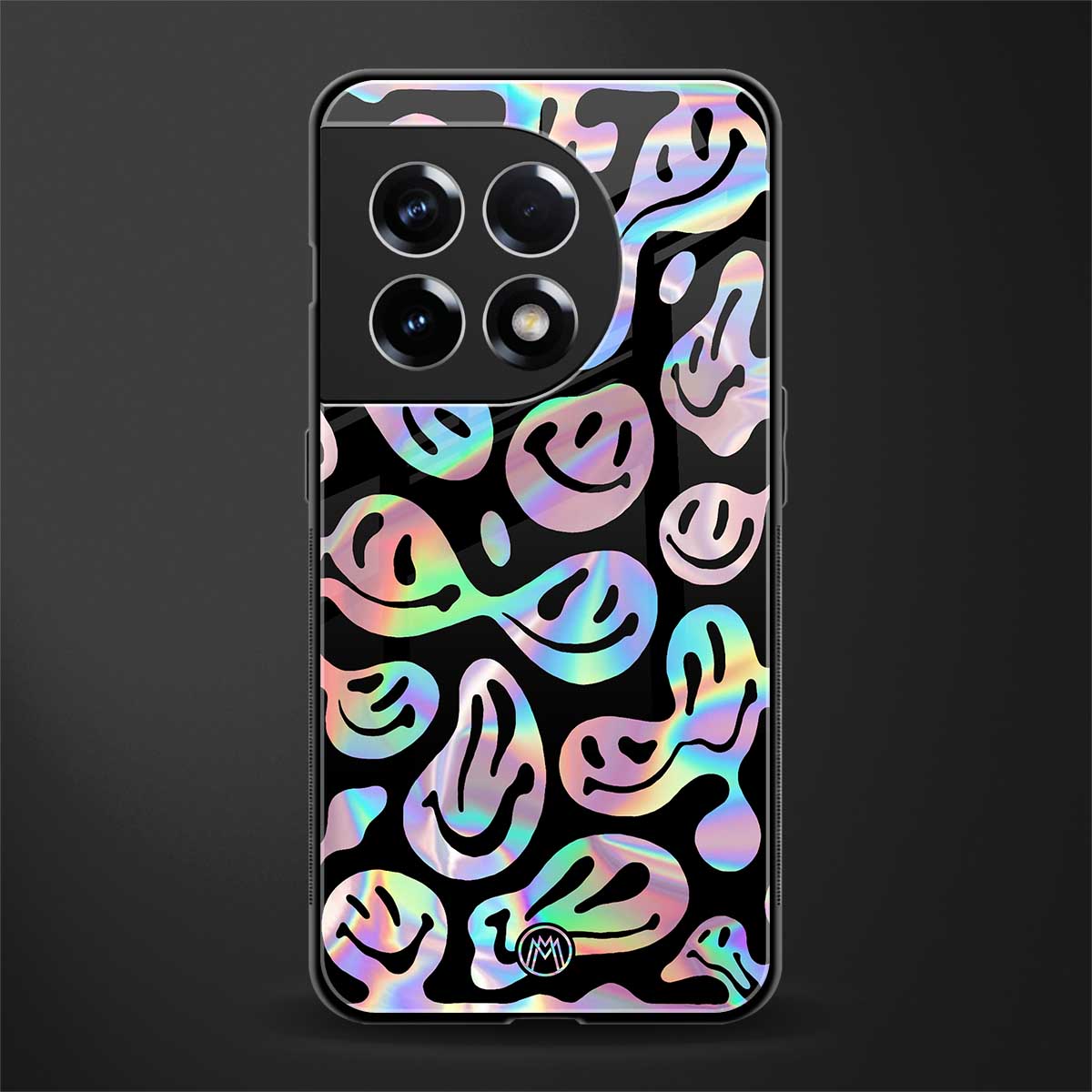 acid smiles chromatic edition back phone cover | glass case for oneplus 11r