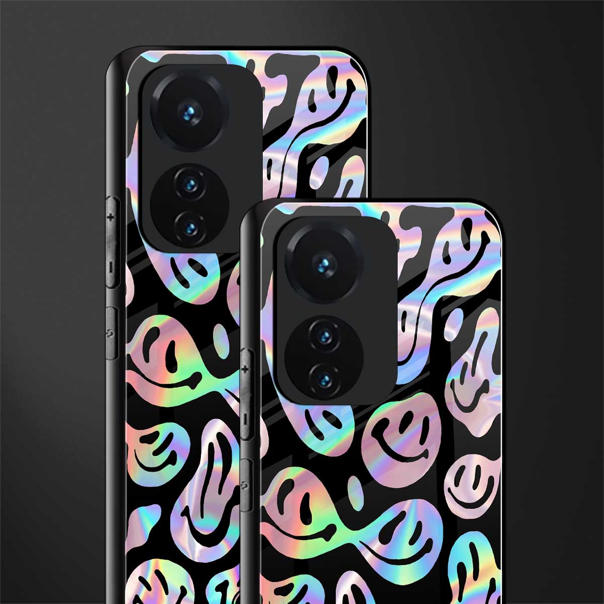acid smiles chromatic edition back phone cover | glass case for vivo t1 44w 4g