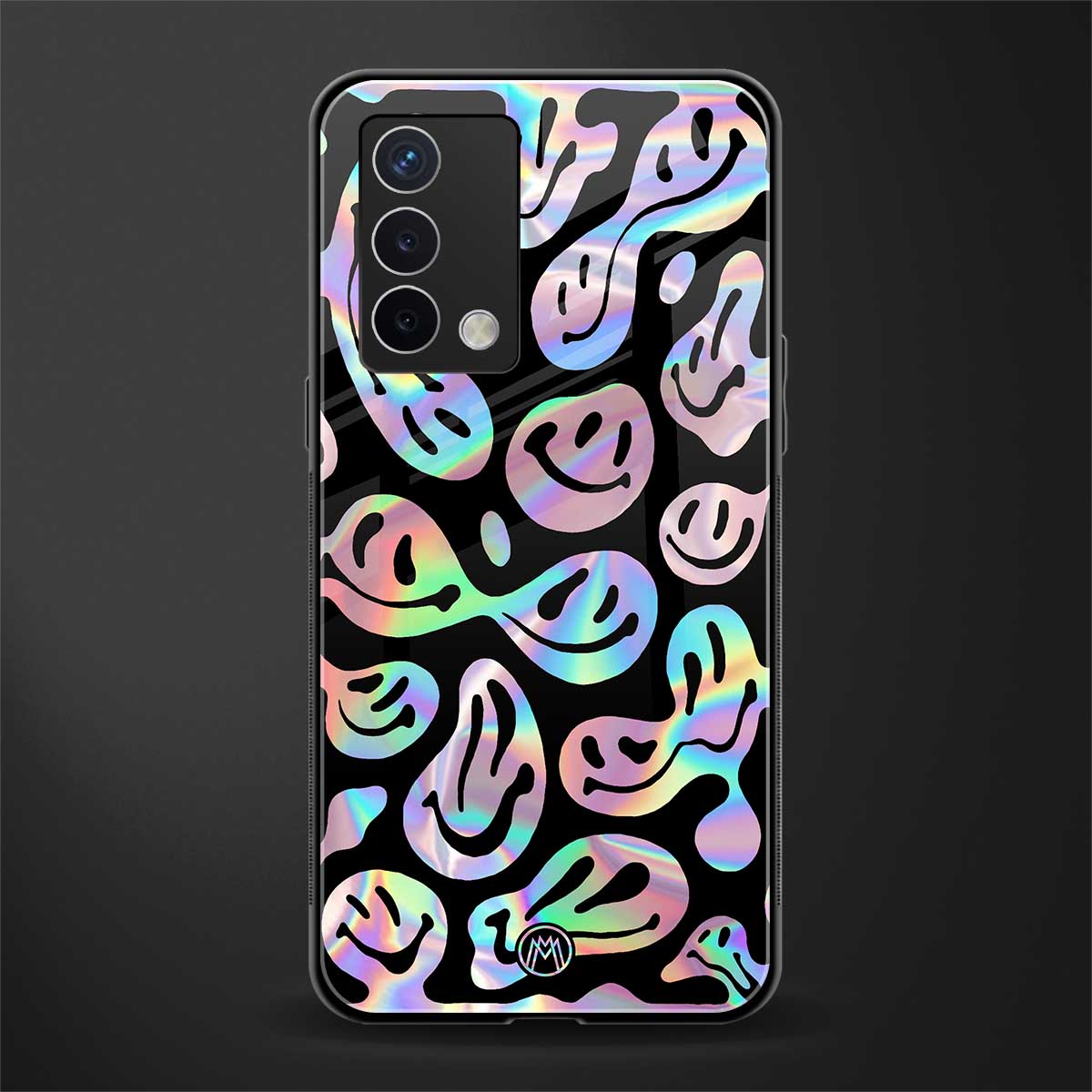 acid smiles chromatic edition back phone cover | glass case for oppo a74 4g