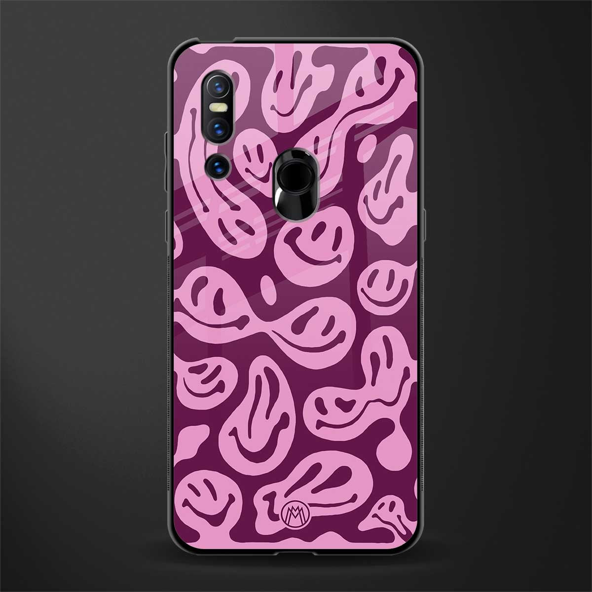 acid smiles grape edition glass case for vivo v15 image