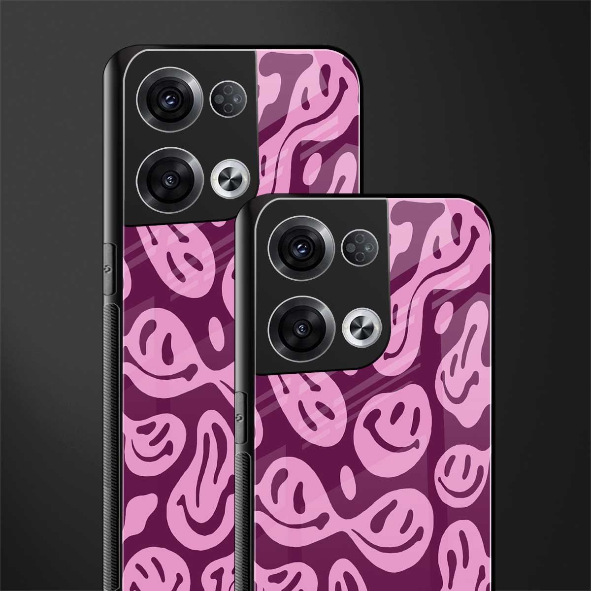 acid smiles grape edition back phone cover | glass case for oppo reno 8 pro