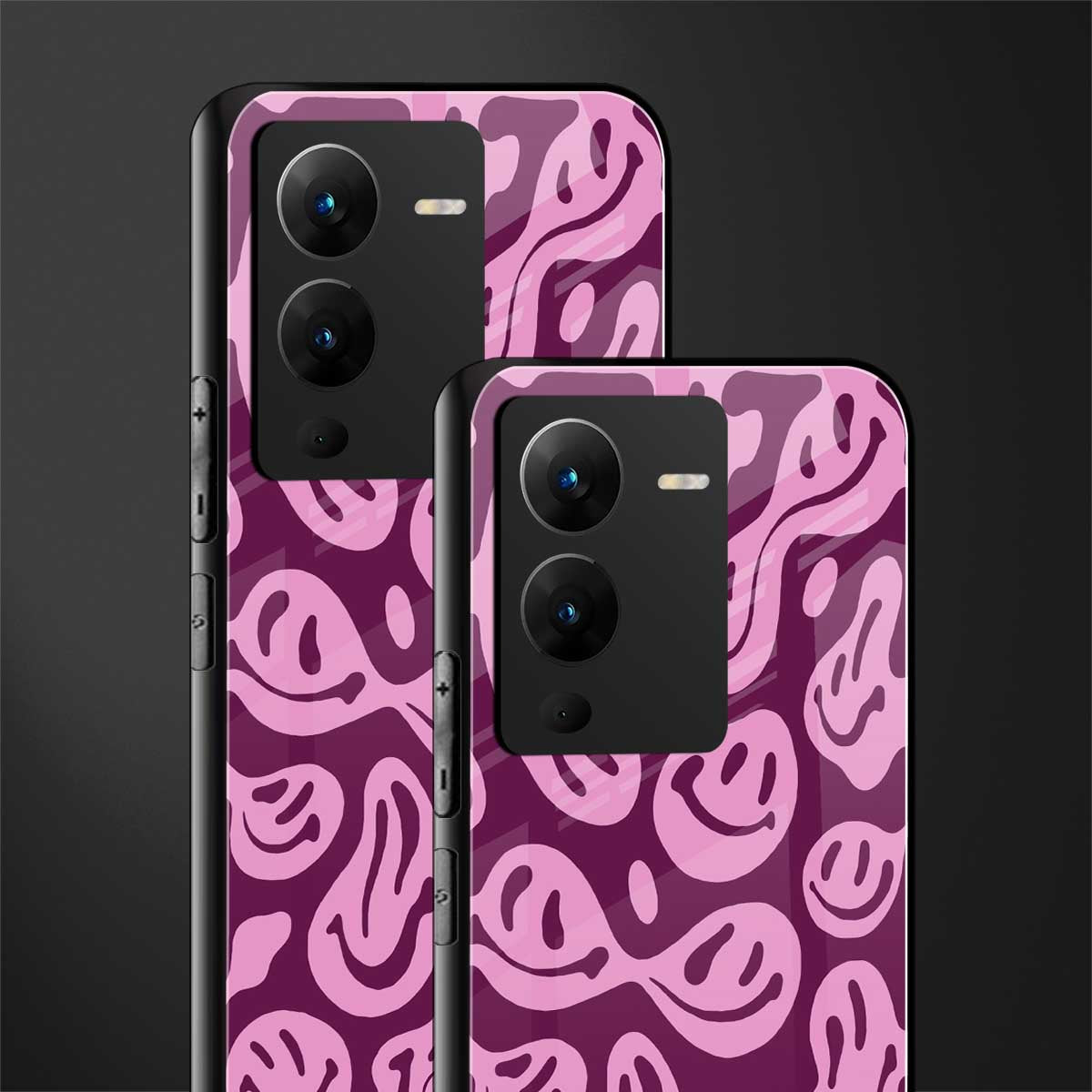 acid smiles grape edition back phone cover | glass case for vivo v25 pro 5g